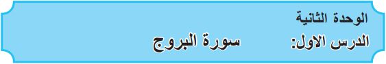 الوحدة الثانية الدرس الأول سورة البروج